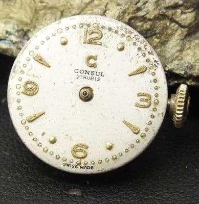 Consul 21 Jewel CAL:77 Ladies Movement with Dial and Gold crown
