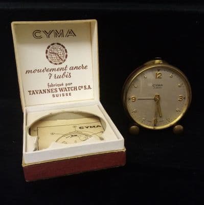 Cyma Amic 1960's alarm clock fully working and boxed
