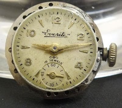 Everite 15 jewel movement sub second Dial and hands for project