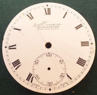 Everite H S SAMUEL MANCHESTER Sub second Porcelain Dial hairlines but great vintage peice