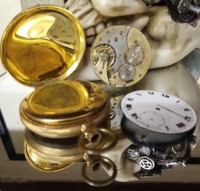 Gold plated pocket watch for project or parts