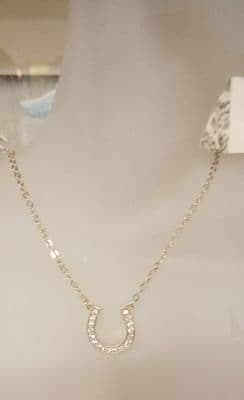 Horseshoe necklace silver 925 gold overlay Cz stones