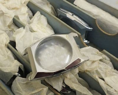 New Decrotive vintage steel chromed watch cases 26 mm width RARE FIND