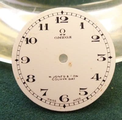 OMEGA RARE Porcelain W Jones and Son Colwyn Bay watch Dial for project beautiful