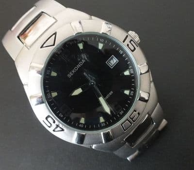 SEKONDA 3068 All stainless Quartz Black dial