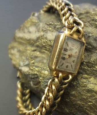 SELZA Gold plated cased ladies dress watch unusual strap for project