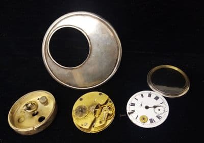 Silver cased desk clock for parts or repair