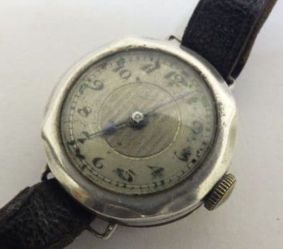 Solid Silver Ladies trench style watch running