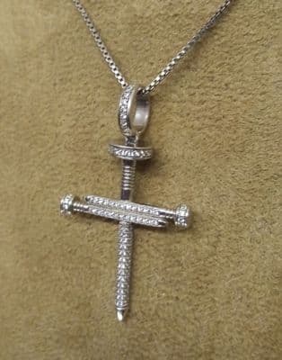 Stunning Nail cross 925 Silver with CZ stones