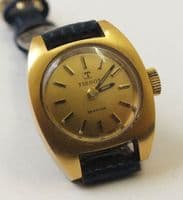 TISSOT ladies Seastar gold plated case runs but needs repair for Project