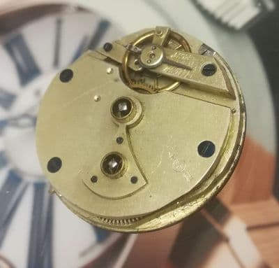 Unidentified pocket watch movement with makers mark