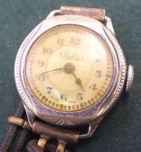 Vintage CARBEL Hinged nickle chrome cased ladies watch great project or for part