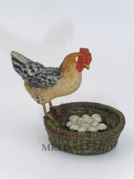 LINEOL - Chicken with Nest of Eggs (Vintage 1930's Composite Model)