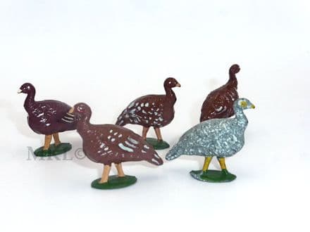 Vintage Benbros & Other Maker Metal Partridges x5
