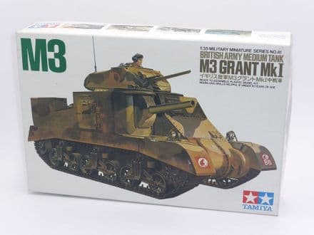 Vintage Tamiya 1/35th Plastic Kit No 3541- M3 Grant Mk I British Army Medium Battle Tank