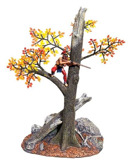 WB16136 - "A Clear Shot" Native Warrior Firing from an Autumn Tree