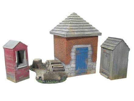 WB17681 - Smokehouse with Well, Outhouse & Woodpile (In DAMAGED BOX)
