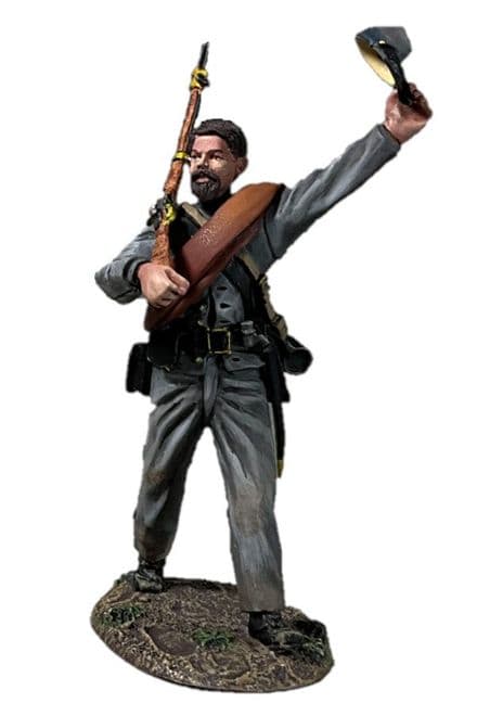 WB31444 - Confederate Infantry Marching Waving Cap Wearing Depot Jacket