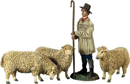 WB35007 - Shepherd with Three Sheep (animals made from resin)