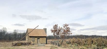 WB51046 - American Frontier Settlement 35"x19" Scenic Backdrop