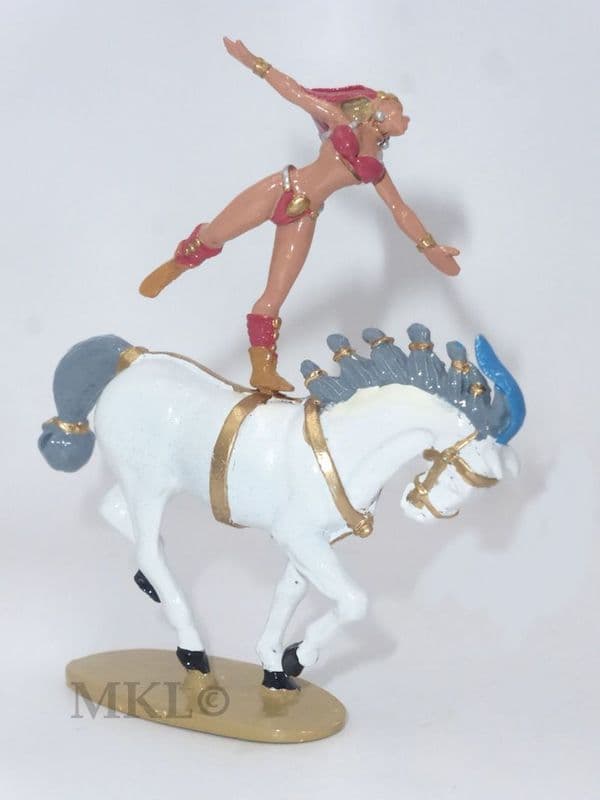 Britain Circus - Equestrienne , Horse & Rider, Pink Lady, White Horse with Blue Plume