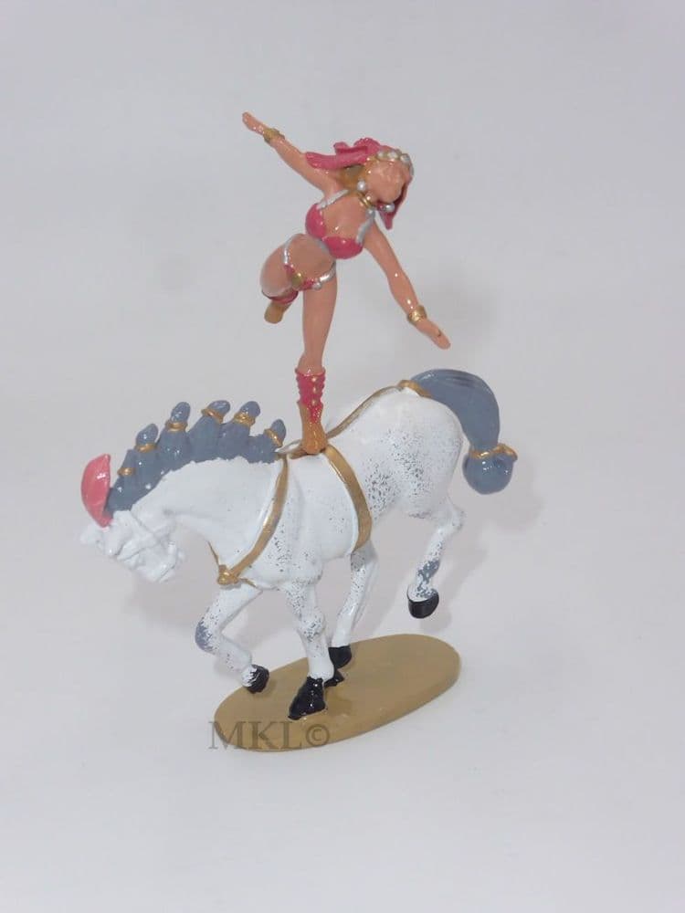 Britain Circus - Equestrienne , Horse & Rider, Pink Lady, White Speckled Horse with Pink Plume