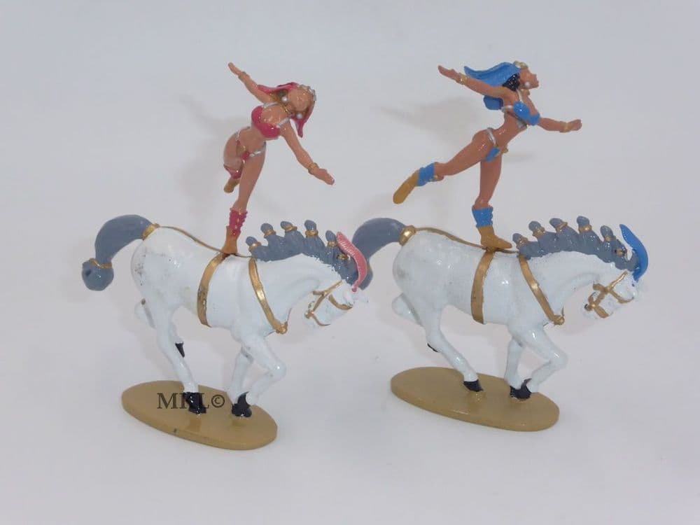 Britain Circus - Equestriennes , Horse & Riders (Blue & Pink Pair)