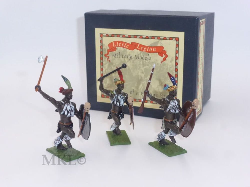 Little Legion Military Models - 3 Running Zulu Warriors
