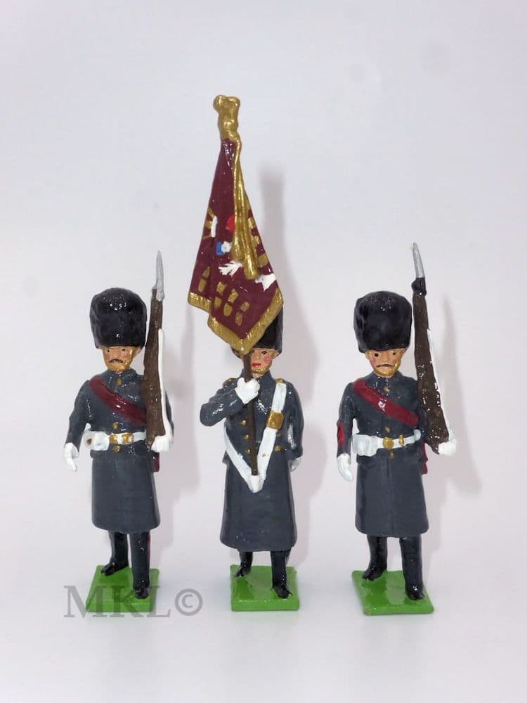 MKL213 Scots Guards Colour Party Marching in Greatcoats