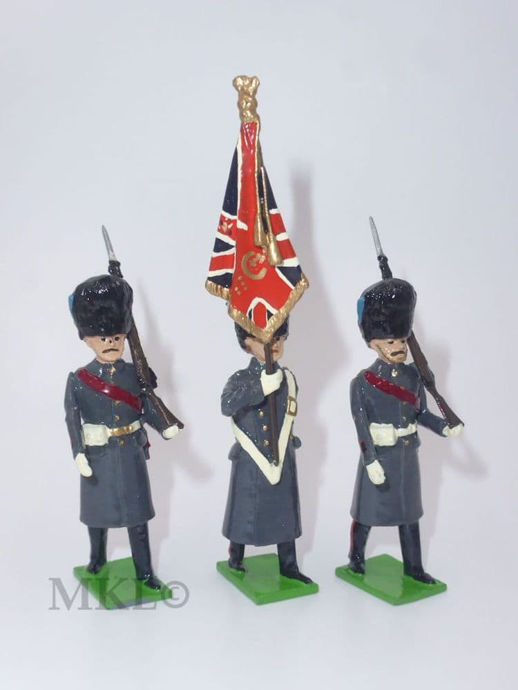 MKL214 Irish Guards Colour Party Marching in Greatcoats