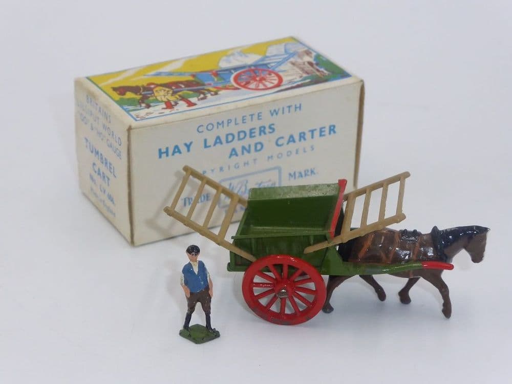 Vintage Britains Lilliput Tumbrel Cart LV606 with Hat Ladders & Carter