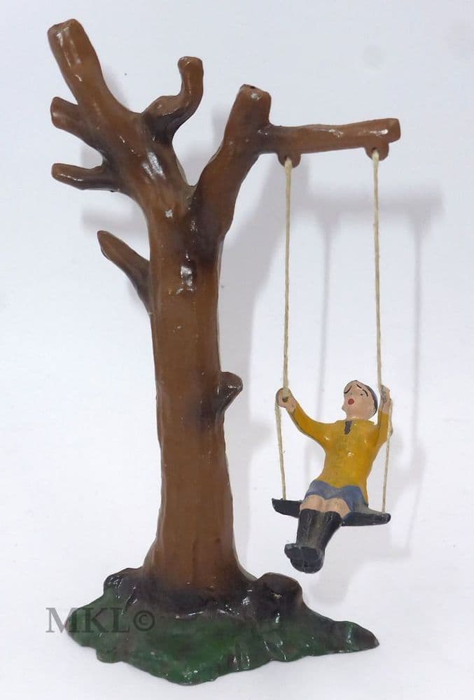 Vintage Lead - French Lead Model Boy in Yellow on Tree Swing