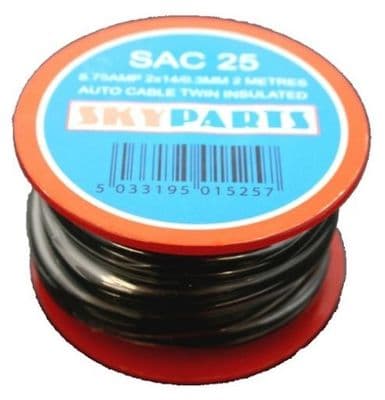 8.75 amp Twin Core Cable 2 Metres - Red