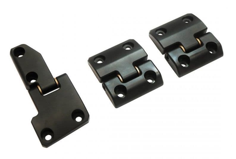 Black Defender Billet Aluminium Rear Full Door Hinge Set