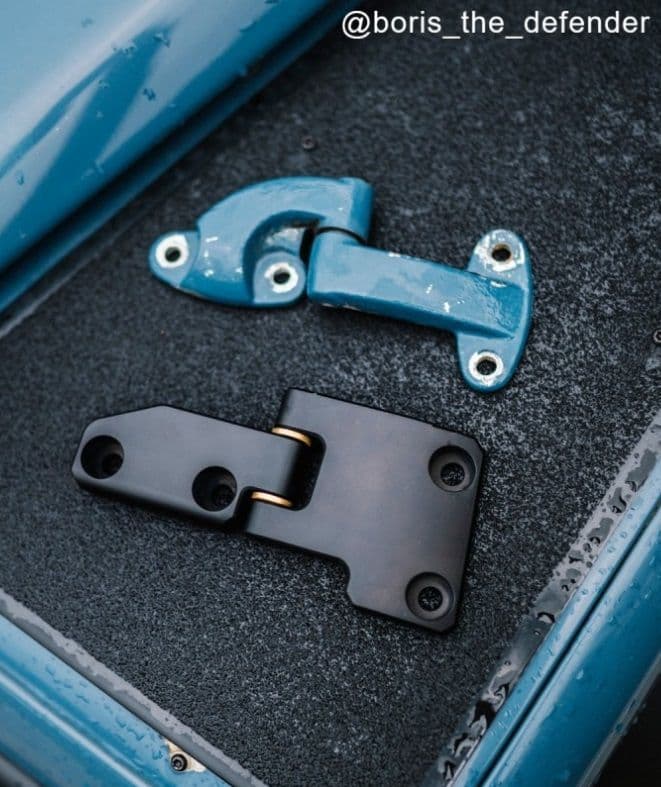 Black Defender Billet Aluminium Rear Full Door Hinge Set