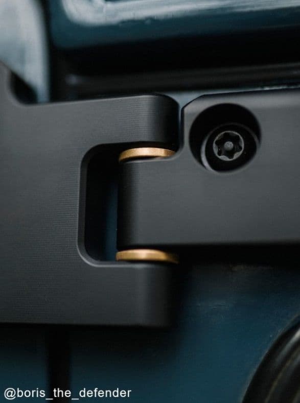 Black Defender Billet Aluminium Rear Full Door Hinge Set