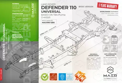DEFENDER 110 UNIVERSAL based on Td4 Puma chassis - BASIC