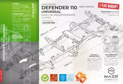 DEFENDER 110 UNIVERSAL based on V8/200TDi/300TDi chassis - BASIC