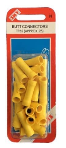 Large Butt Connectors - Yellow (Pack of 25)