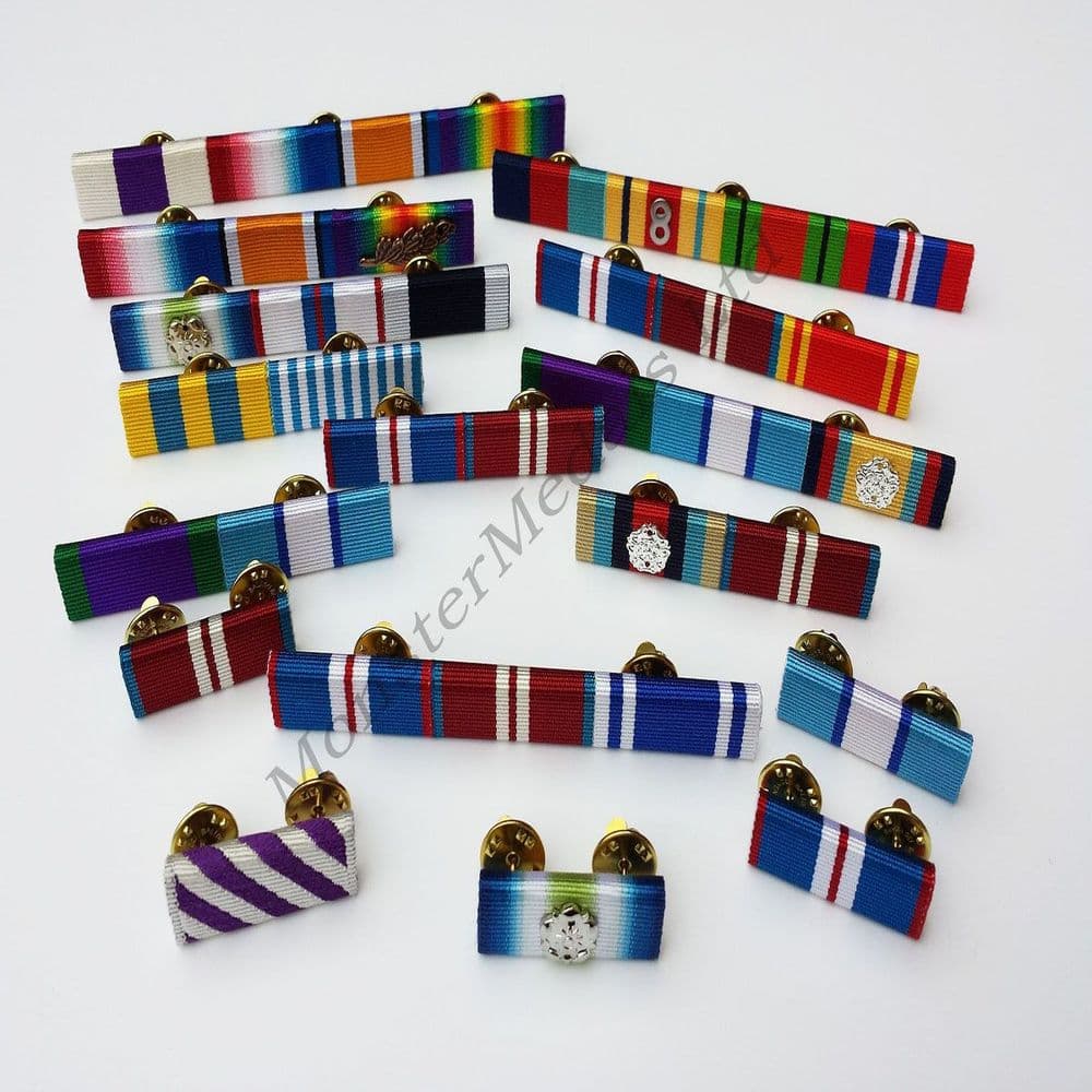 Three Ribbons On One Pin Customised 3 Space Full Size Ribbon Bar Pin On