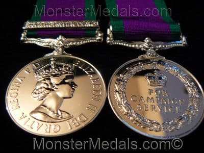 FULL SIZE CAMPAIGN / GENERAL SERVICE MEDAL WITH NORTHERN IRELAND CLASP CSM GSM REPLACEMENT COPY