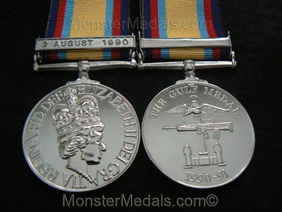 FULL SIZE GULF WAR MEDAL WITH CLASP 2ND AUGUST 1990 REPLACEMENT COPY