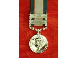 FULL SIZE INDIA GENERAL SERVICE MEDAL NWF 1936-37 & 1937-39 CLASPS GVI