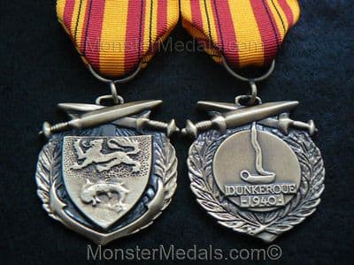 FULL SIZE WW2 DUNKIRK COMMEMORATIVE MEDAL WITH RIBBON.
