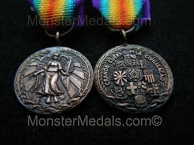 MINIATURE WW1 INTER ALLIED VICTORY MEDAL BRAZIL