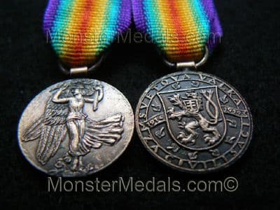 MINIATURE WW1 INTER ALLIED VICTORY MEDAL CZECHOSLOVAKIA
