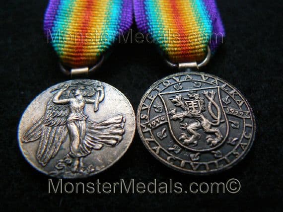 MINIATURE WW1 INTER ALLIED VICTORY MEDAL CZECHOSLOVAKIA
