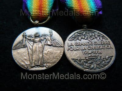 MINIATURE WW1 INTER ALLIED VICTORY MEDAL FRANCE (CHOBILLION VERSION)