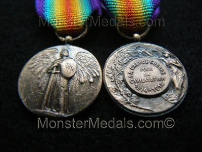 MINIATURE WW1 INTER ALLIED VICTORY MEDAL FRANCE (PAUTOT VERSION)