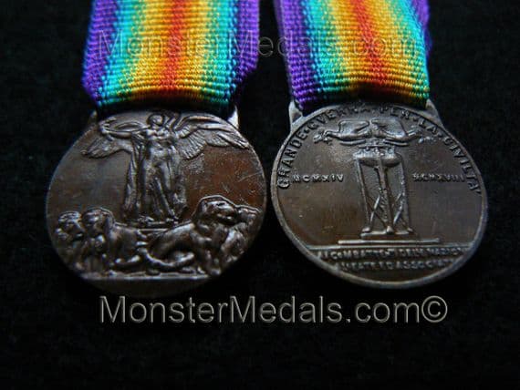 MINIATURE WW1 INTER ALLIED VICTORY MEDAL ITALIAN (ITALY)
